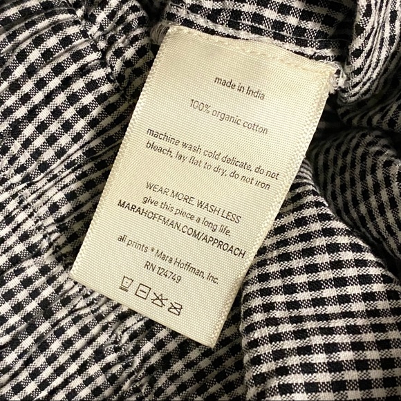 Mara Hoffman Arianna black white gingham print high rise waisted wide leg pants - Picture 12 of 13